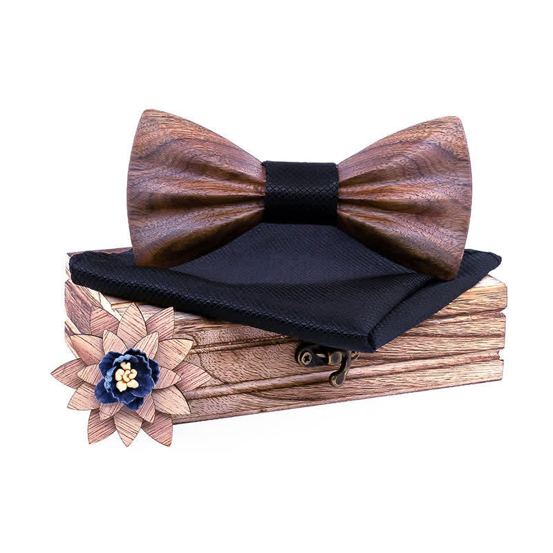 3 Stück Herren handgeschnitztes Crease Holz Fliege Set