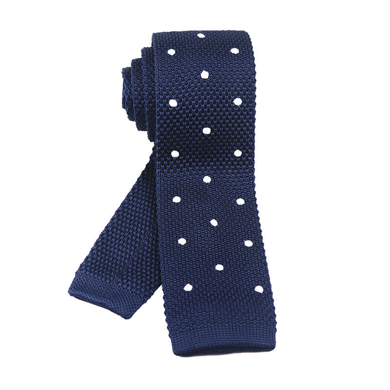 Weiße Herren-Krawatte mit Polka-Dots, gestrickt