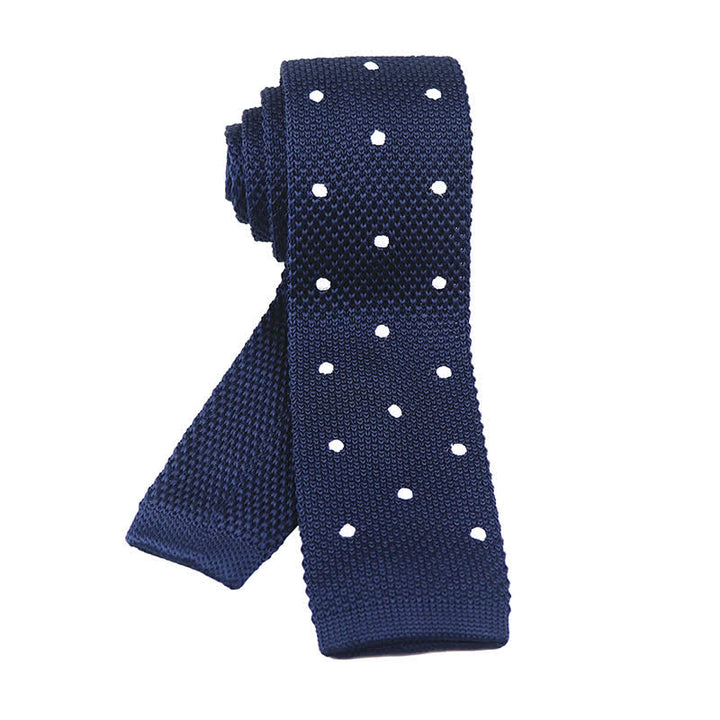 Weiße Herren-Krawatte mit Polka-Dots, gestrickt