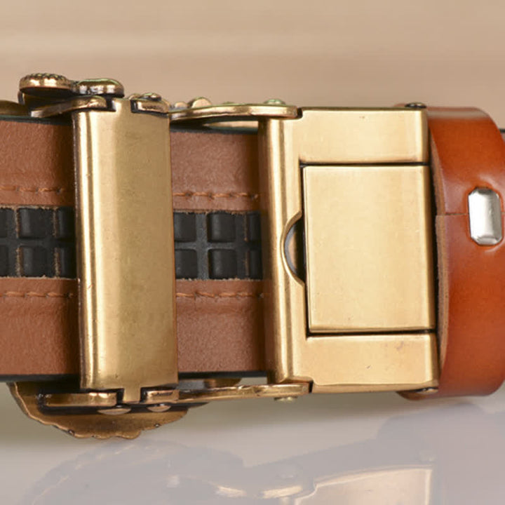 Herren-Ledergürtel mit geprägter Adlerschnalle