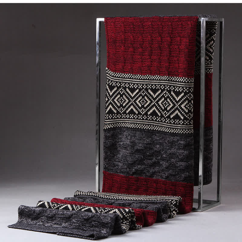 Herren Argyle Gestrickter Color Block Schal