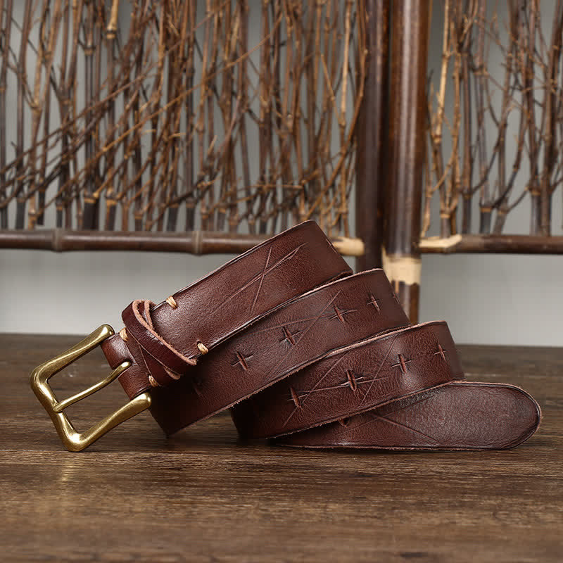 Vintage Ledergürtel für Herren mit Schnitzerei