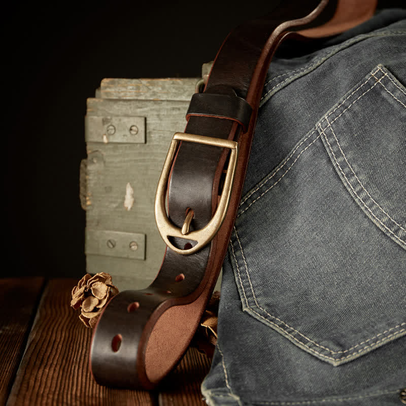Robuster Ledergürtel für Herren mit Kupferschnalle