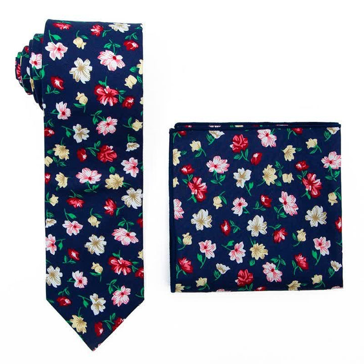 2er Set Herren Krawatte im Bohemian Stil mit Blumenmuster