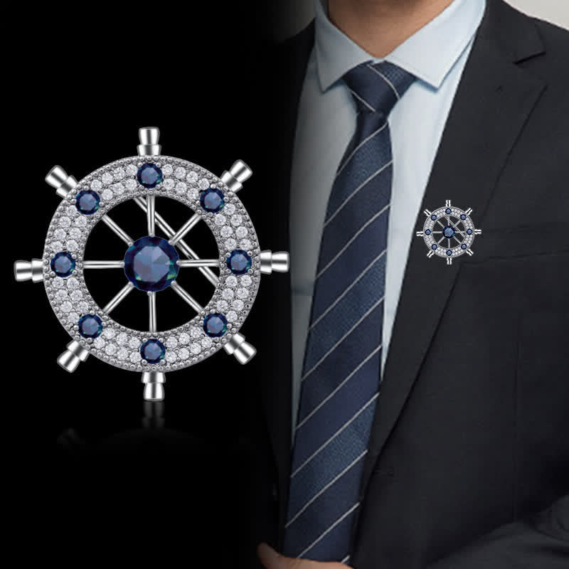 Nautische Schiffssteuer Brosche für Männer