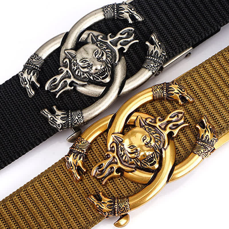 Herren Wilder Wolf im Flammen Nylon Gürtel