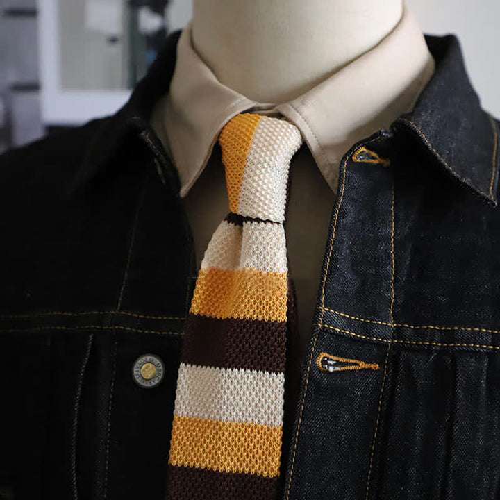 Herbst Herren Horizontal gestreifte Strickkrawatte