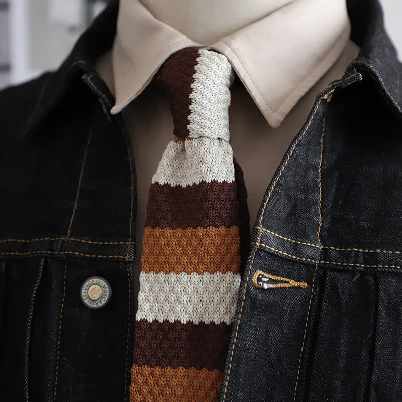 Herbst Herren Horizontal gestreifte Strickkrawatte