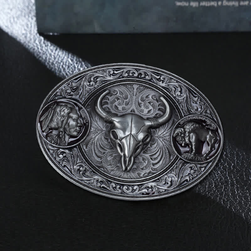 Herren-DIY-Typischer Westlicher Totenkopf Schnallen Ledergürtel