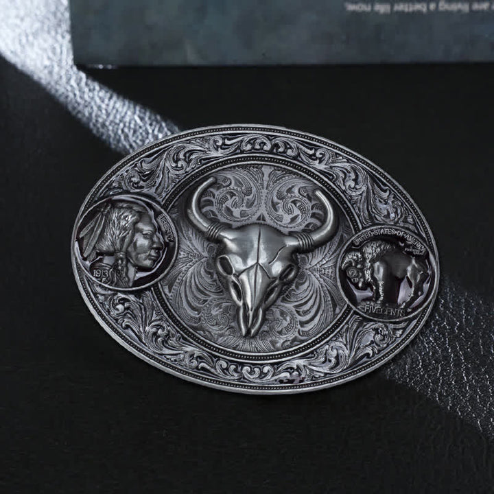 Herren-DIY-Typischer Westlicher Totenkopf Schnallen Ledergürtel