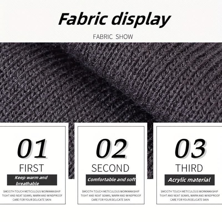 3er Set Warme Beanie Mütze Schal Touchscreen Handschuhe