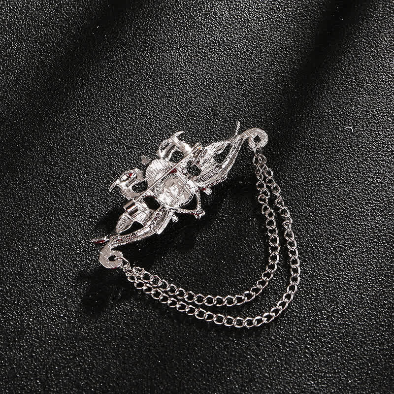 Vintage Drachen Kristall Quastenbrosche für Männer