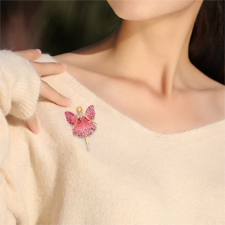 Funkelnde, zarte Kleid-Ballerina-Brosche für Frauen