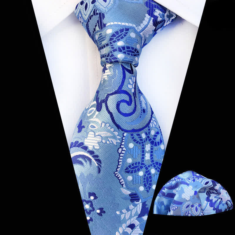2-teiliges Set SkyBlue Männer Paisley Cravat Krawatte