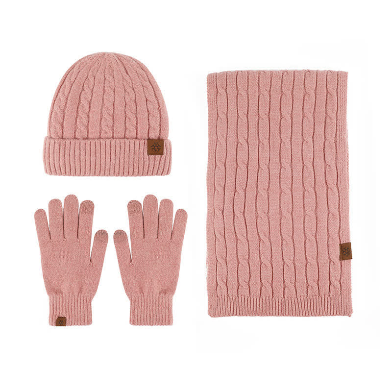 3-teiliges Unisex Warm Hut Schal Handschuh-Set