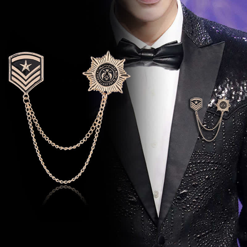 Britische Männer Medaillenbrosche mit Quaste und Stern