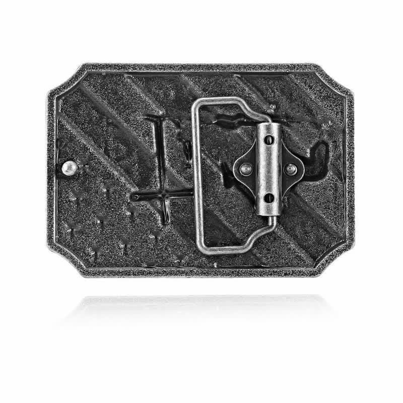 DIY Herrengürtel mit amerikanischer Flagge, Kreuz, Gebet, Pferdeschnalle und Leder