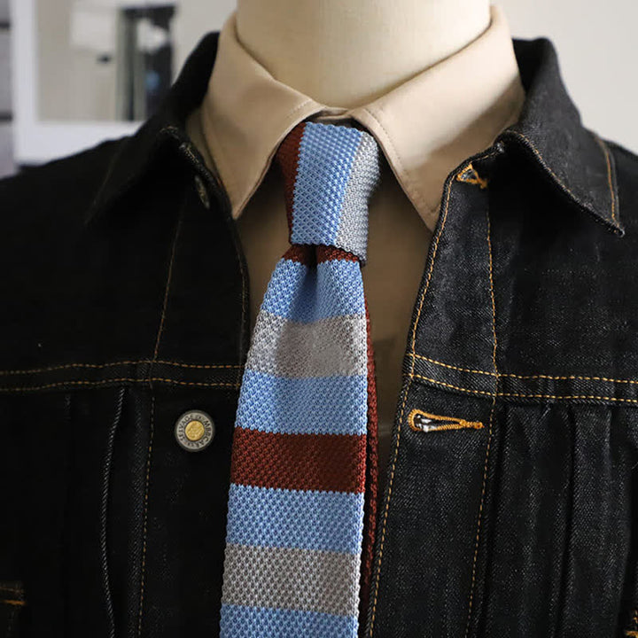 Herbst Herren Horizontal gestreifte Strickkrawatte