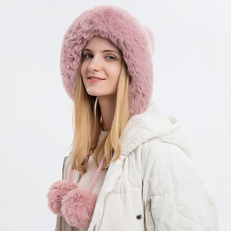 Dreifacher Bommel dicker warmer gestrickter Hut für Damen