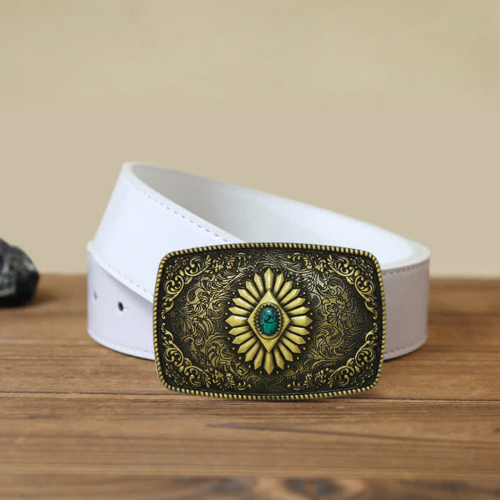 Herren DIY quadratischer türkisfarbener Westschnallen-Ledergürtel