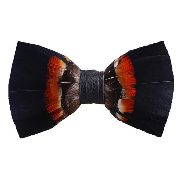 Schwarz & Orange Feder Fliege mit Reversnadel