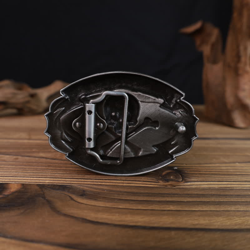 Herren DIY Skull Biker Cross Bone Buckle Ledergürtel