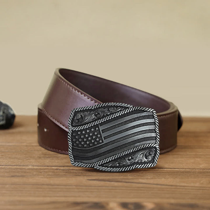 Herren DIY American Flag Antik-Schnalle Ledergürtel