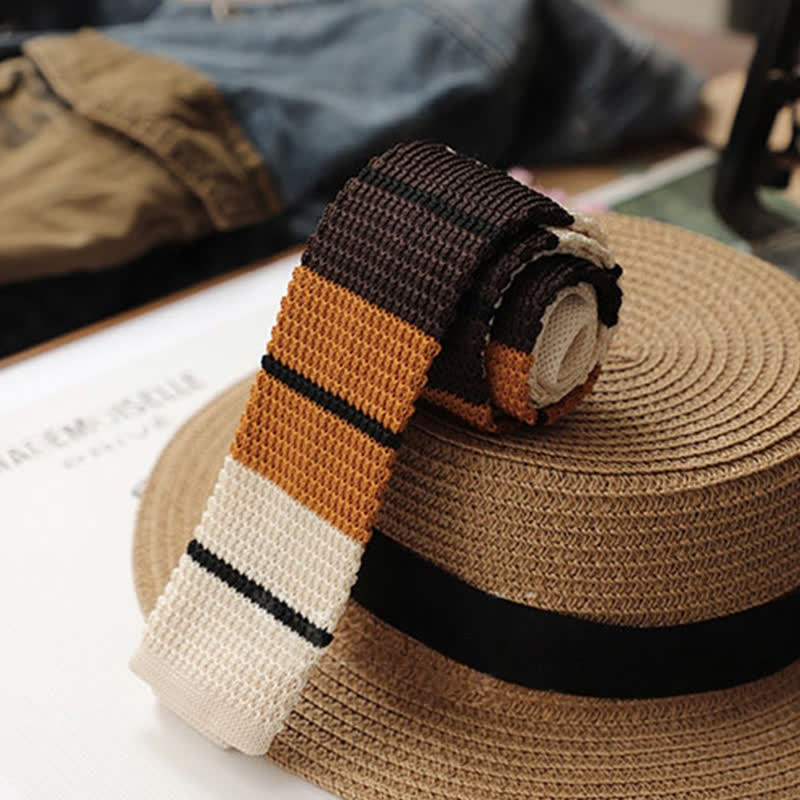 Herbst Herren Horizontal gestreifte Strickkrawatte