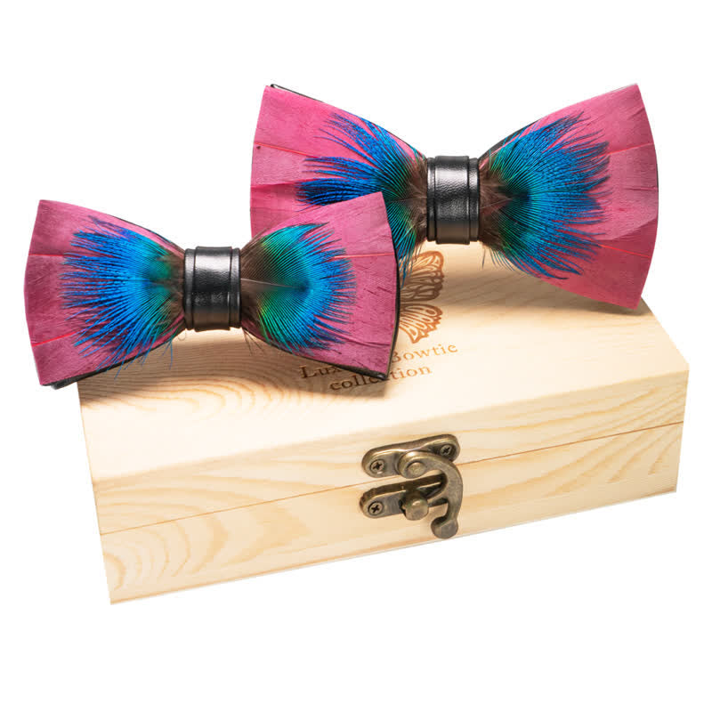 2 Stück Magenta & Blau Eltern-Kind Fliegen-Set