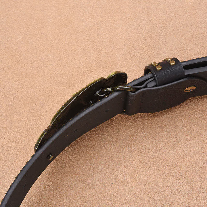 Antiker Longhorn-Ledergürtel mit Nieten für Herren