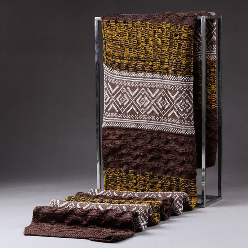 Herren Argyle Gestrickter Color Block Schal