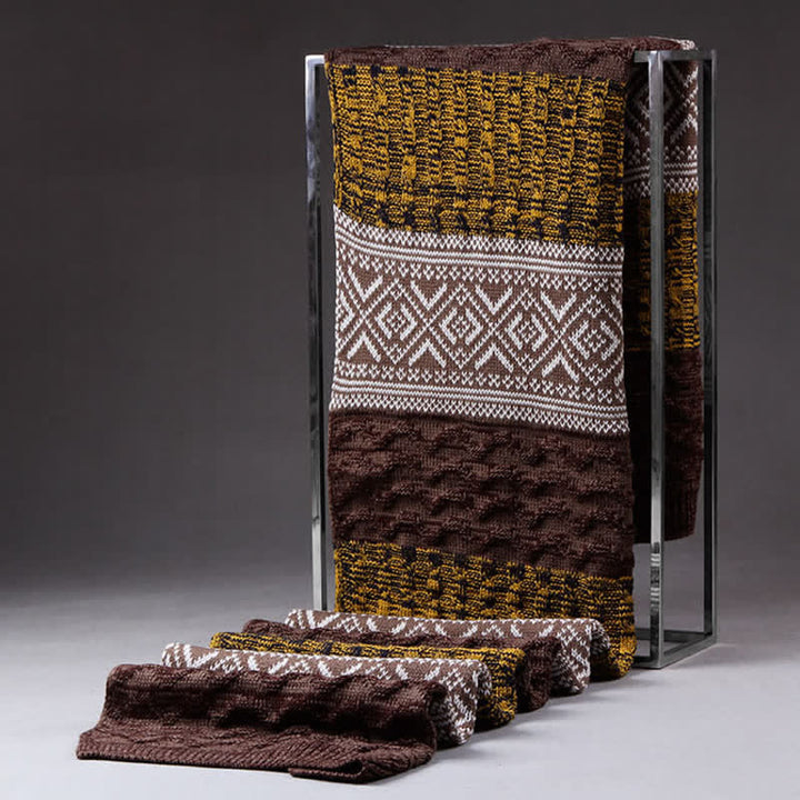 Herren Argyle Gestrickter Color Block Schal