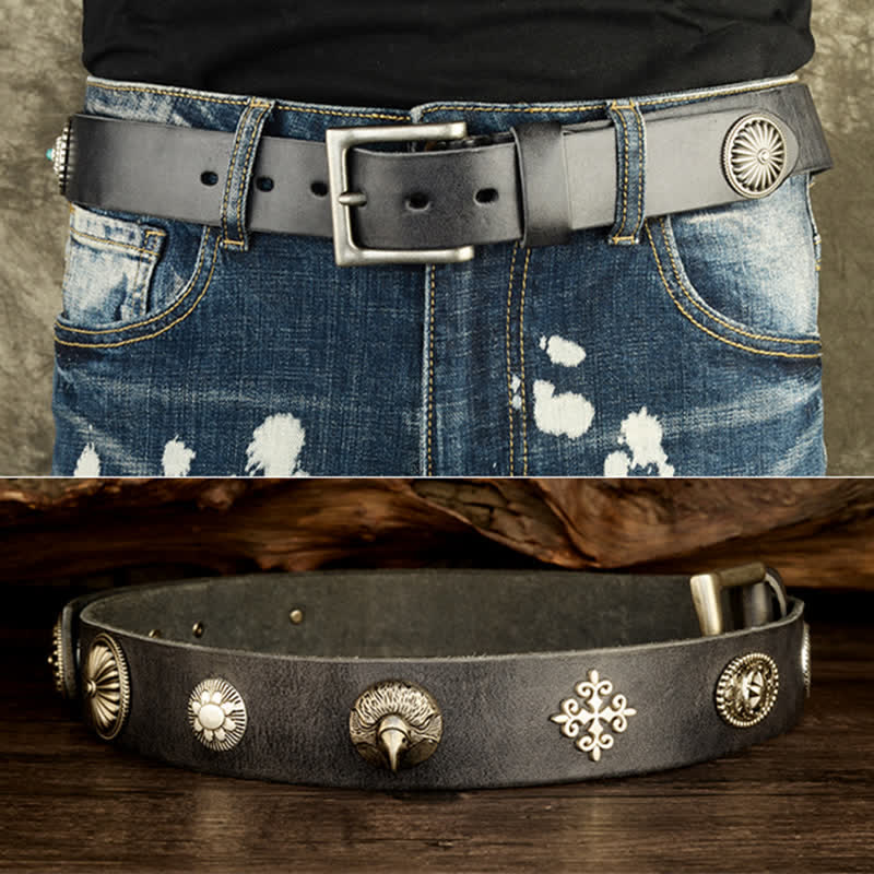 Herren Punk Heavy Metal Nietengürtel aus Leder