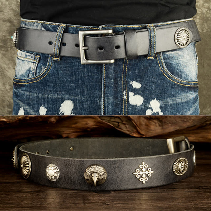 Herren Punk Heavy Metal Nietengürtel aus Leder