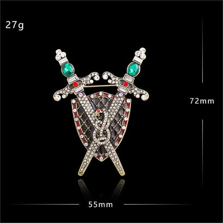 Krieger Schwert und Schild Brosche für Männer