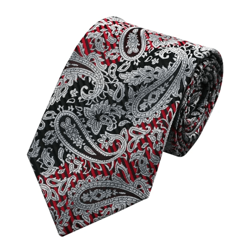 Rot & Schwarz 3er-Set Herren Paisley Krawatte