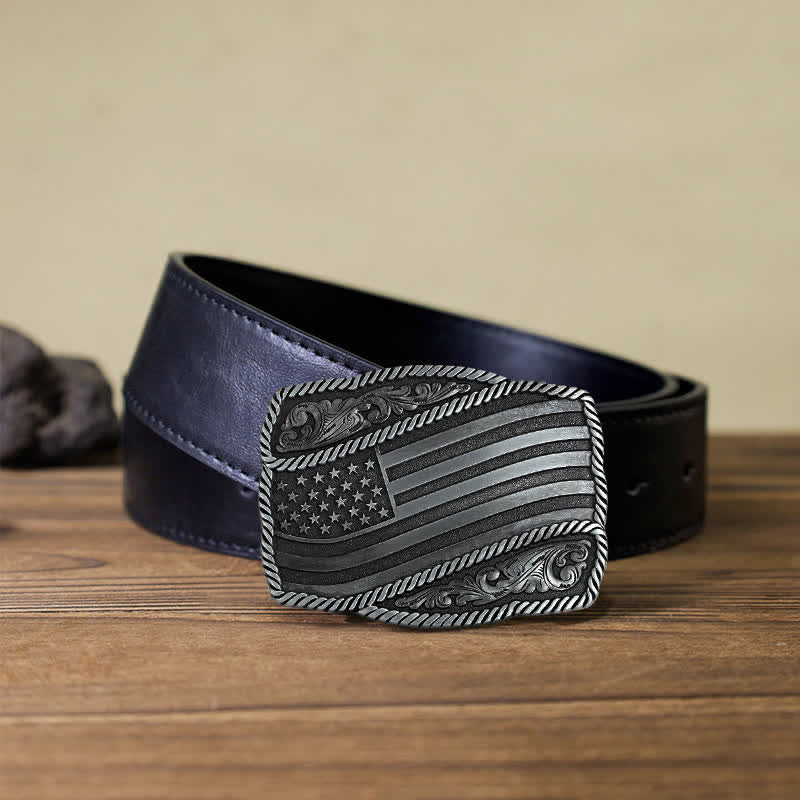 Herren DIY American Flag Antik-Schnalle Ledergürtel