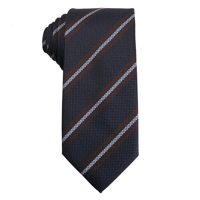 Elegante gestreifte Krawattenserie für Männer - Dunkelblau & Braun - image 5