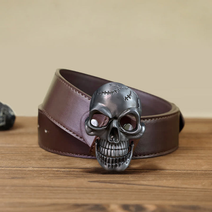 DIY Totenkopfschnalle Ledergürtel für Männer