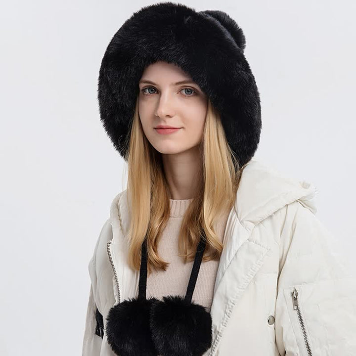 Dreifacher Bommel dicker warmer gestrickter Hut für Damen