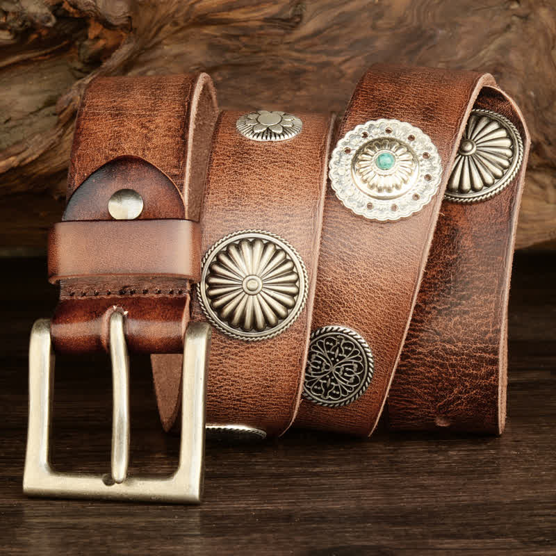 Herren Punk Heavy Metal Nietengürtel aus Leder