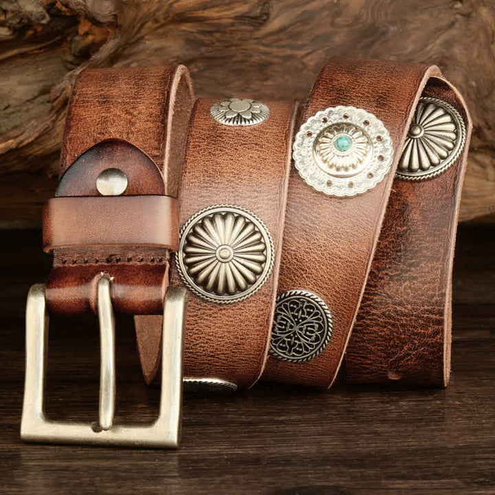 Herren Punk Heavy Metal Nietengürtel aus Leder