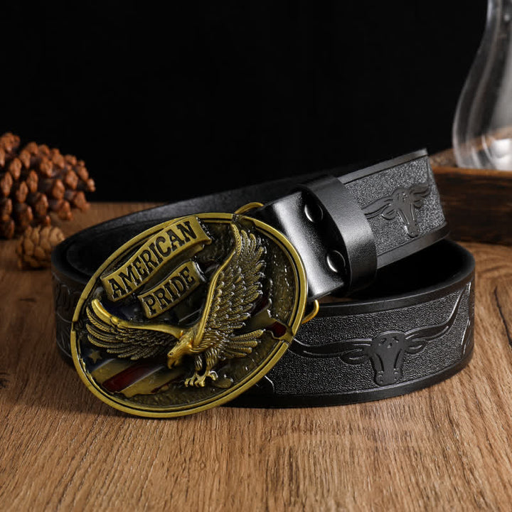 Amerikanischer Stolz Ledergürtel mit kahlköpfigem Adler für Männer