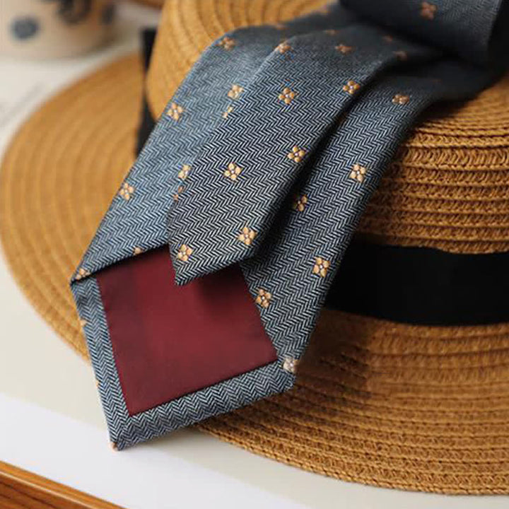 2er-Set Vintage Krawatten und Einstecktücher für Herren mit Mini-Motiv