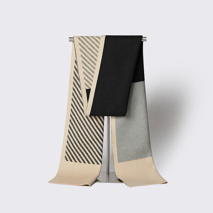 Herrenfarben Kontrastierender Gestreifter Reiner Wollschal