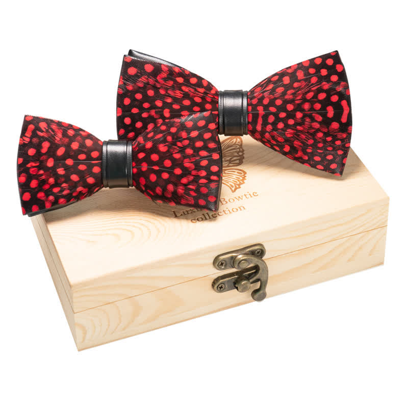 2er Set Rote Finch Eltern-Kind Polka Fliegen