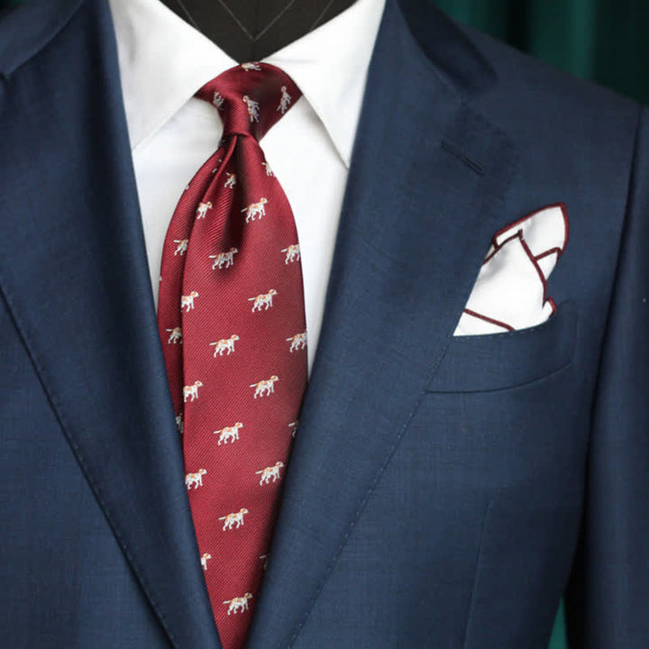 Gestreifte Krawatte mit wiederholenden Tiermotiven für Herren