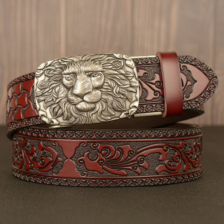 Men's Honor Male Lion Head Leder-Gürtel mit Löwenkopf