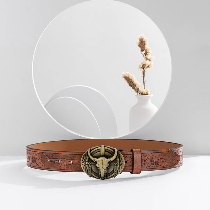 Herren gravierter Mad Bull Ledergürtel