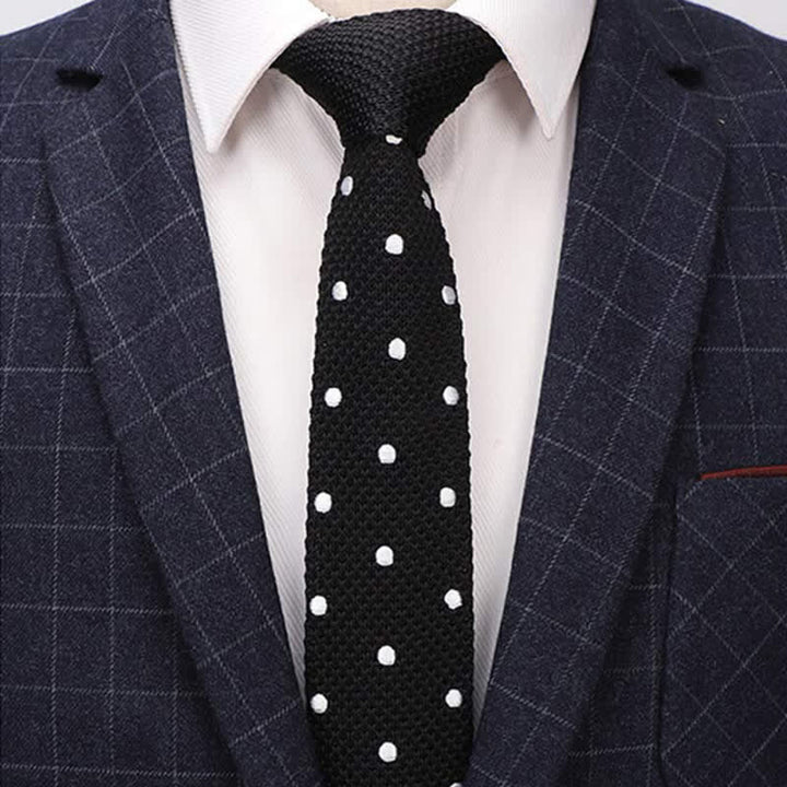 Weiße Herren-Krawatte mit Polka-Dots, gestrickt
